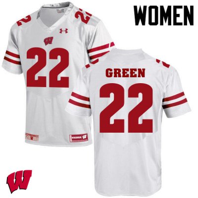Women's Wisconsin Badgers NCAA #22 Cade Green White Authentic Under Armour Stitched College Football Jersey QY31V88EE